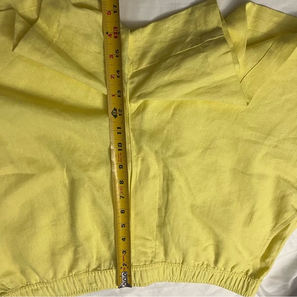 NWT DKNY Linen Blend High Rise Easy Shorts Yellow XL - Picture 5 of 8